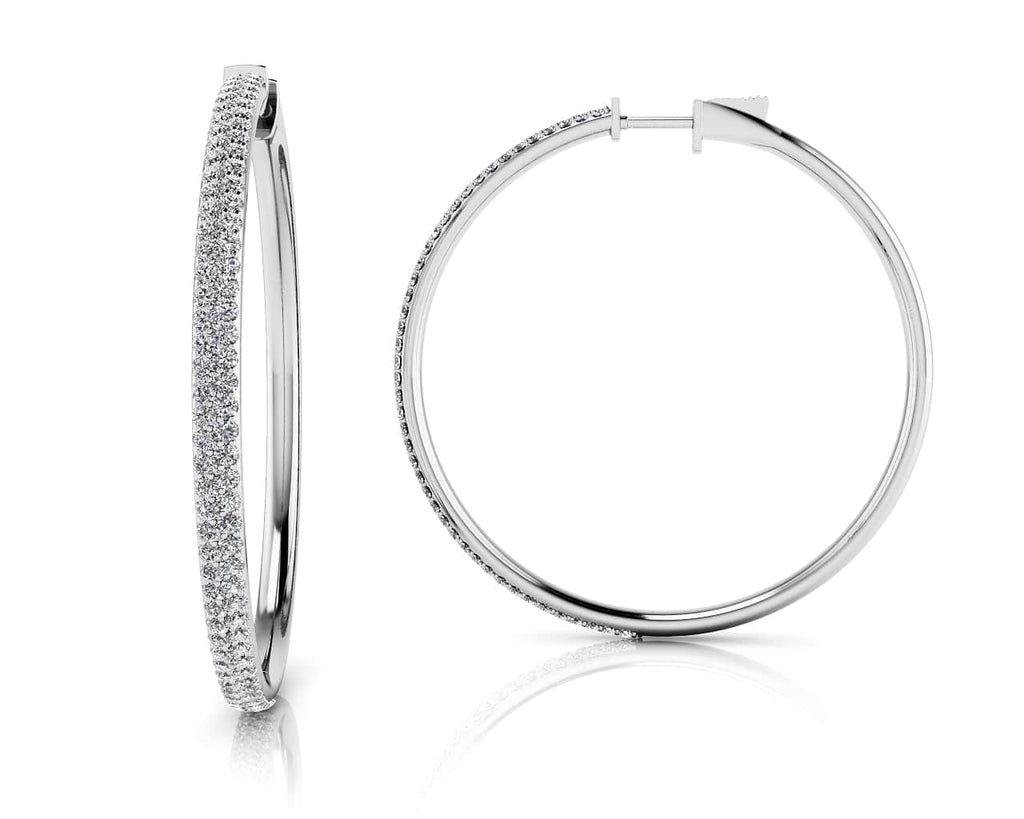 Diamond Pave Hoop Earrings Extra Large Lab - Grown Diamond with 2.29 ct.(finished) 1.4mm - Luxury Time NYC