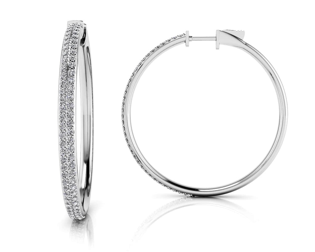 Diamond Pave Hoop Earrings Large Diamond with 0.95 ct.(finished) 1mm - Luxury Time NYC