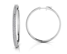 Load image into Gallery viewer, Diamond Pave Hoop Earrings Large Diamond with 0.95 ct.(finished) 1mm - Luxury Time NYC