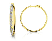 Load image into Gallery viewer, Diamond Pave Hoop Earrings Large Diamond with 0.95 ct.(finished) 1mm - Luxury Time NYC