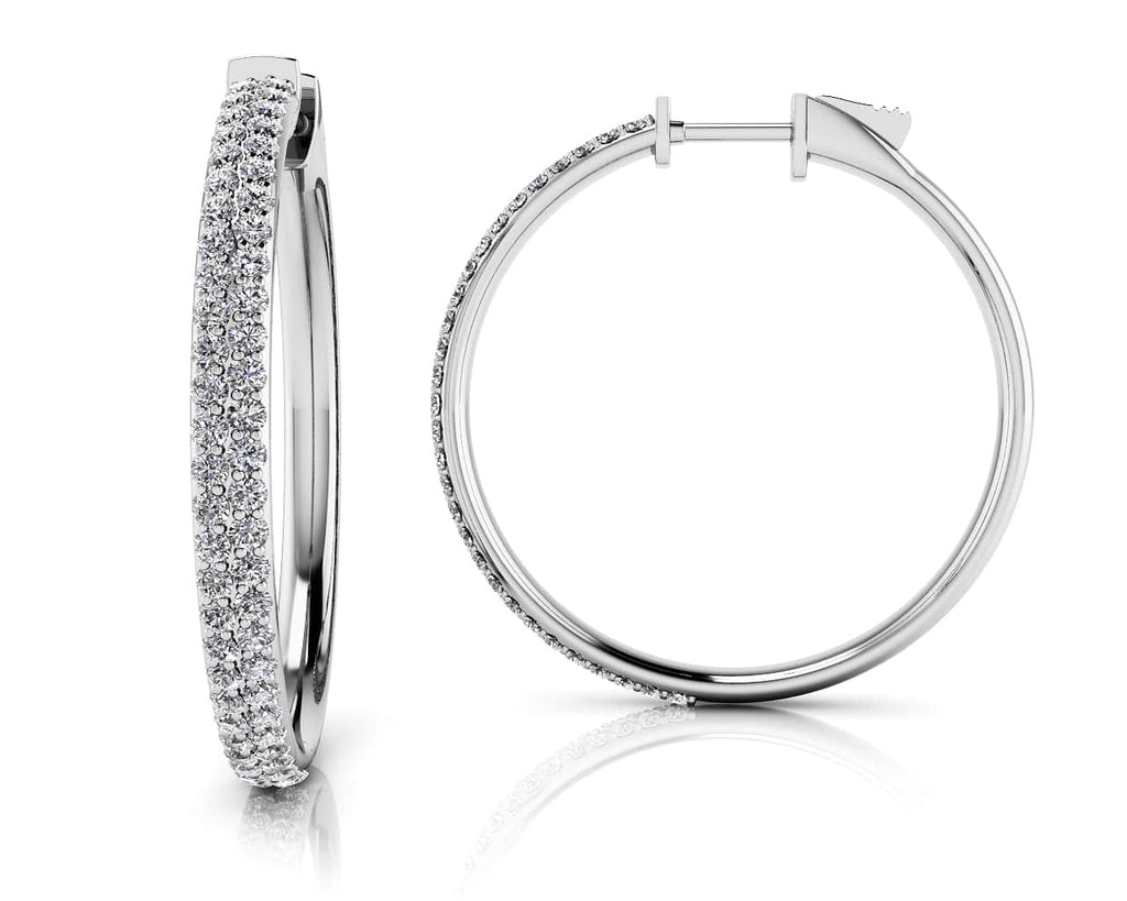 Diamond Pave Hoop Earrings Medium Diamond with 0.80 ct.(finished) 1mm - Luxury Time NYC