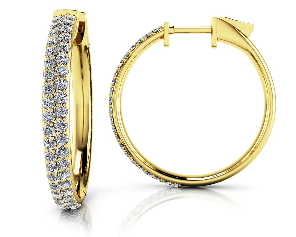 Diamond Pave Hoop Earrings Small Diamond with 0.60 ct.(finished) 1mm - Luxury Time NYC