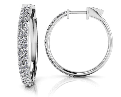 Diamond Pave Hoop Earrings Small Diamond with 0.60 ct.(finished) 1mm - Luxury Time NYC