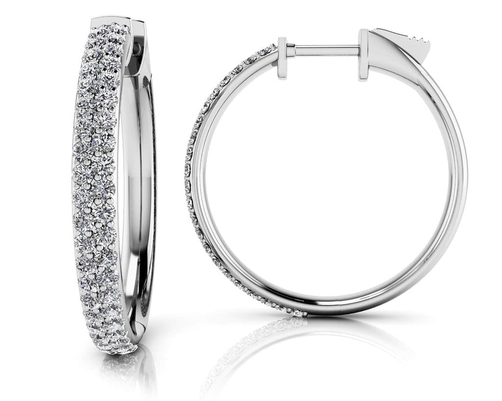 Diamond Pave Hoop Earrings Small Lab - Grown Diamond with 0.60 ct.(finished) 1mm - Luxury Time NYC