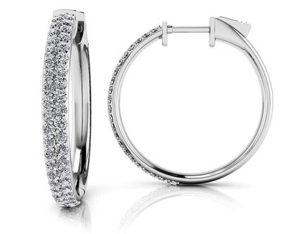 Diamond Pave Hoop Earrings Small Lab - Grown Diamond with 1.12 ct.(finished) 1.4mm - Luxury Time NYC