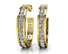 Load image into Gallery viewer, Diamond Round Diamond Hoop Earrings with 0.75 ct.(finished) 1.4mm - Luxury Time NYC