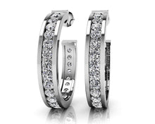 Load image into Gallery viewer, Diamond Round Diamond Hoop Earrings with 0.75 ct.(finished) 1.4mm - Luxury Time NYC