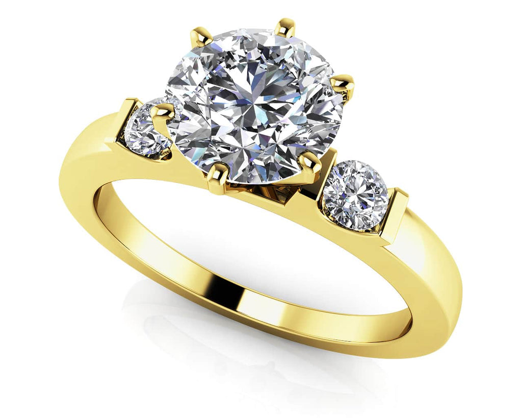 Diamond Side Accent Solitaire Diamond with 0.59 ct. (0.50 ct. center diamond) - Luxury Time NYC