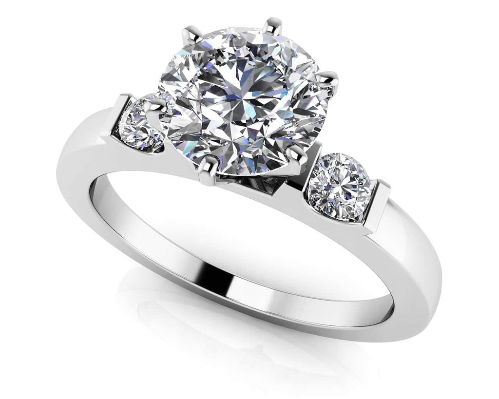 Diamond Side Accent Solitaire Diamond with 1.09 ct. (1.00 ct. center diamond) - Luxury Time NYC