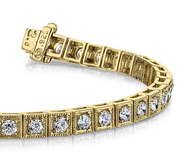 Diamond Square Link Diamond Bracelet with 0.80 ct.(finished) 1.5mm - Luxury Time NYC