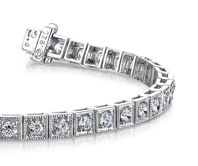 Diamond Square Link Diamond Bracelet with 2.46 ct.(finished) 2.5mm - Luxury Time NYC