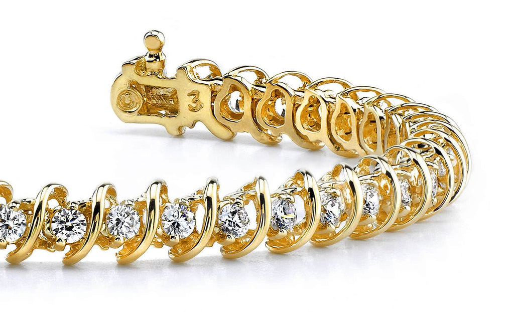 Diamond Swirl Link Diamond Tennis Bracelet with 0.44 ct.(finished) 1.0mm - Luxury Time NYC