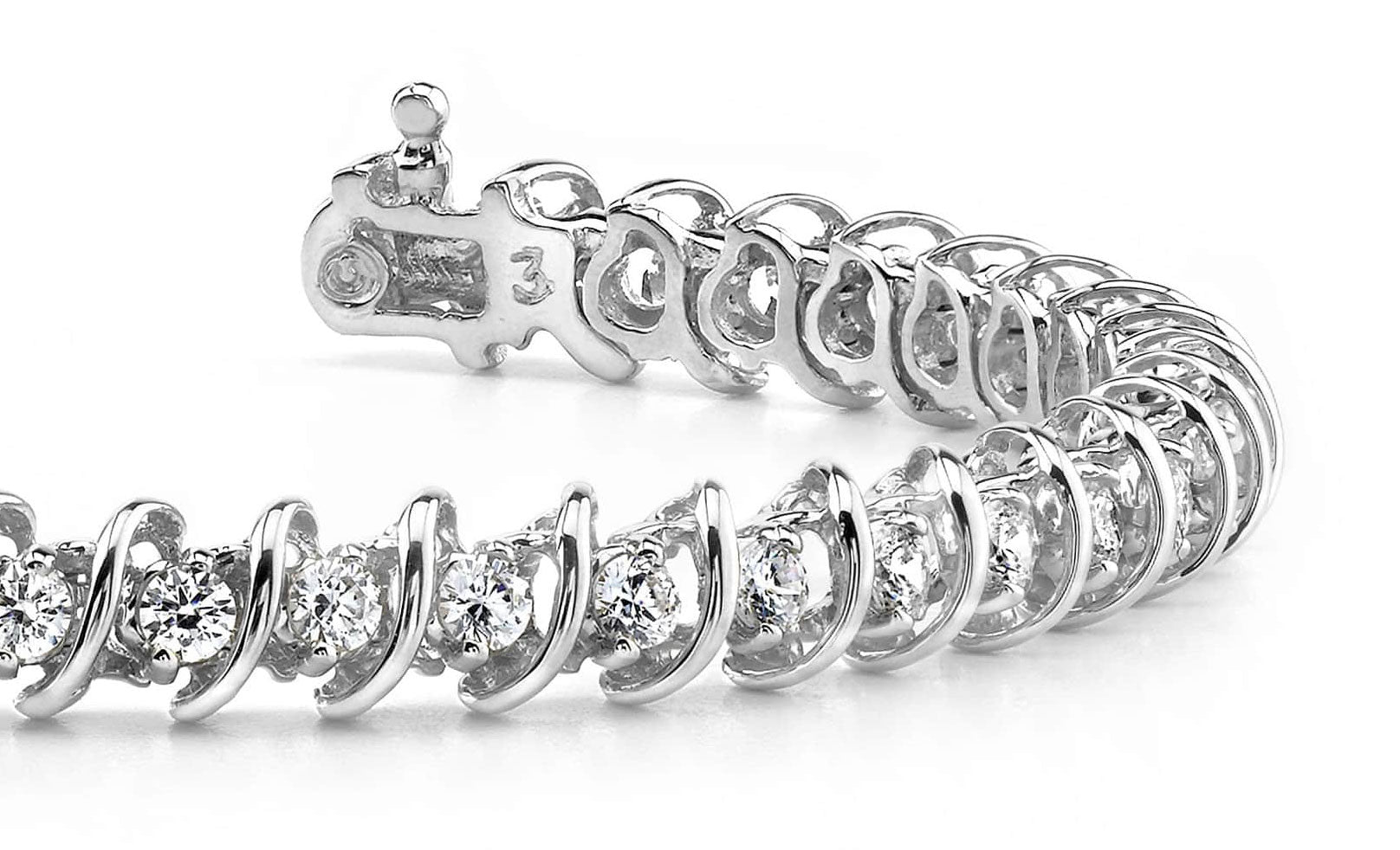 Diamond Swirl Link Lab-Grown Diamond Tennis Bracelet with 7.00 ct