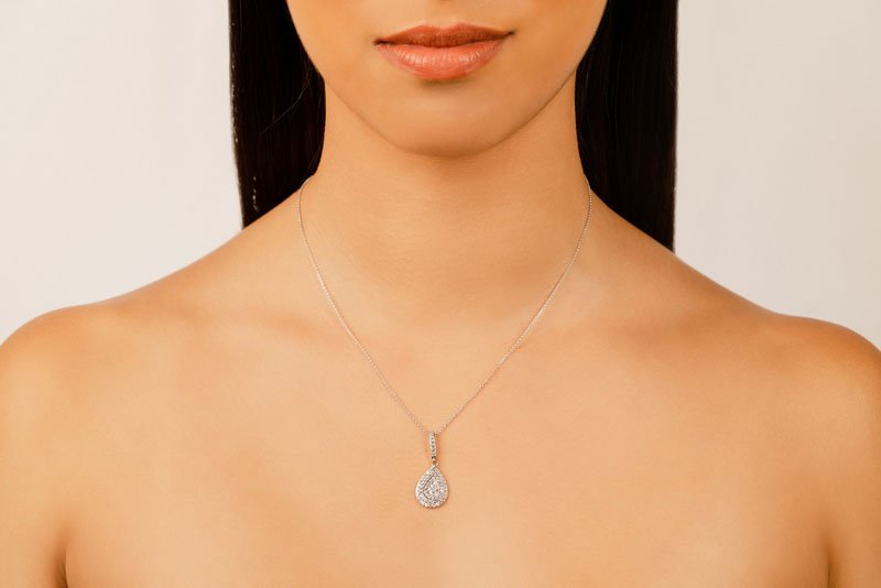 Diamond Teardrop Shaped Drop Diamond Pendant with 0.54 ct.(finished) 1.2mm - Luxury Time NYC