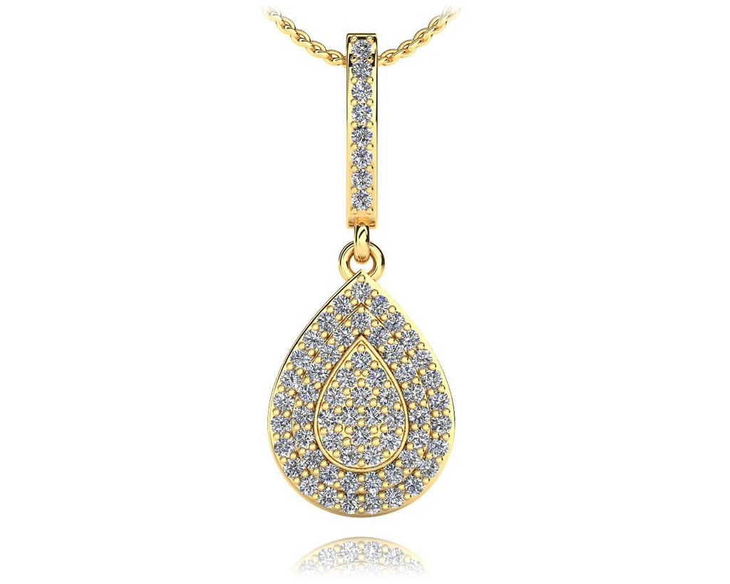 Diamond Teardrop Shaped Drop Diamond Pendant with 0.54 ct.(finished) 1.2mm - Luxury Time NYC