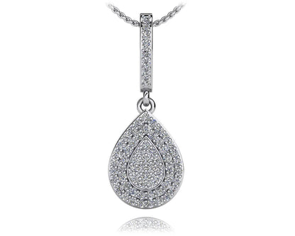 Diamond Teardrop Shaped Drop Diamond Pendant with 0.54 ct.(finished) 1.2mm - Luxury Time NYC