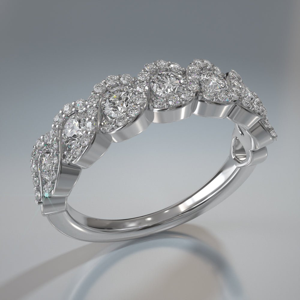 Diamond Wave Anniversary Diamond Ring with 1.07 ct.(finished) 1mm, 3mm - Luxury Time NYC