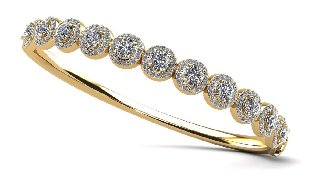 Divinely Dazzling Halo Bangle Diamond Bracelet with 4.31 ct.(finished) 1.1mm, 4.2mm - Luxury Time NYC