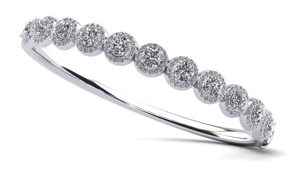 Divinely Dazzling Halo Bangle Lab - Grown Diamond Bracelet with 4.31 ct.(finished) 1.1mm, 4.2mm - Luxury Time NYC