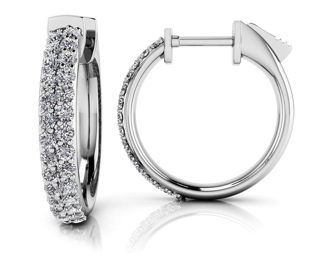 Dome Shaped Diamond Pave Hoop Earrings Extra Small Diamond with 0.40 ct.(finished) 1mm - Luxury Time NYC