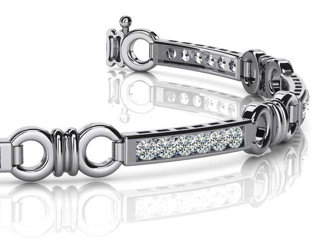 Double Circle Channel Diamond Bracelet with 1.65 ct.(finished) 2.5mm - Luxury Time NYC