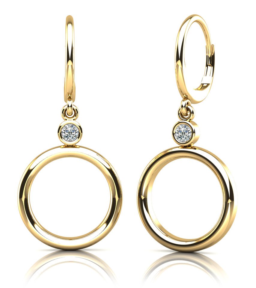 Double Circle Drop Diamond Hoop Earrings Lab - Grown Diamond with 0.24 ct.(finished) 3.2mm - Luxury Time NYC