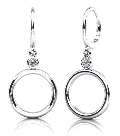 Double Circle Drop Diamond Hoop Earrings Lab - Grown Diamond with 0.24 ct.(finished) 3.2mm - Luxury Time NYC
