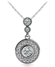 Load image into Gallery viewer, Double Circle Drop Diamond Pendant with 0.34 ct.(finished) 1.1mm, 2.4mm, 3.5mm - Luxury Time NYC