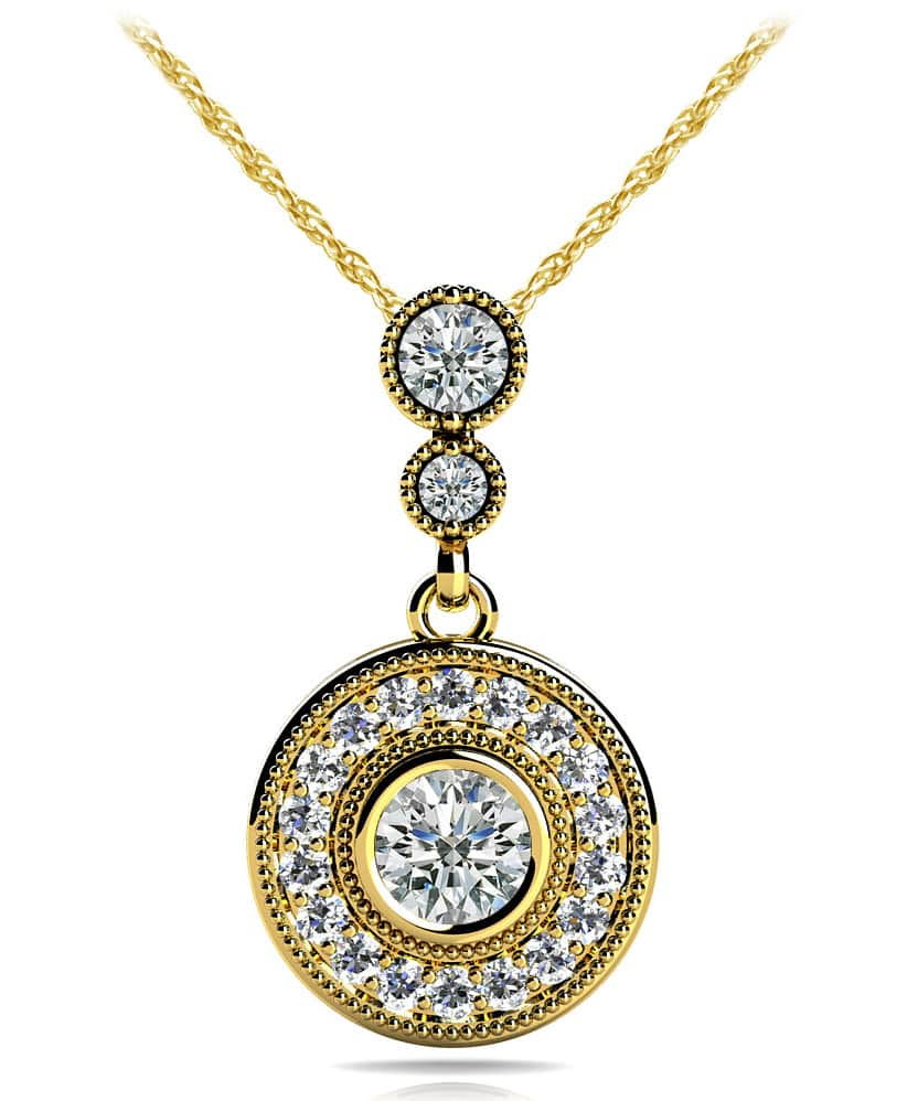 Double Circle Drop Diamond Pendant with 0.78 ct.(finished) - Luxury Time NYC