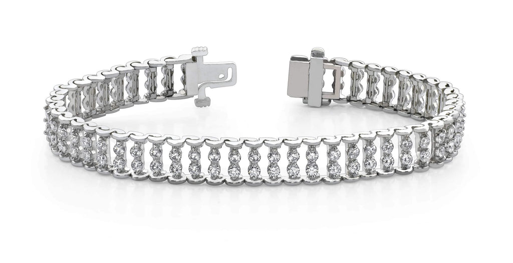 Double Diamond Candlestick Bracelet Lab - Grown Diamond with 2.01 ct.(finished) 1.7mm - Luxury Time NYC