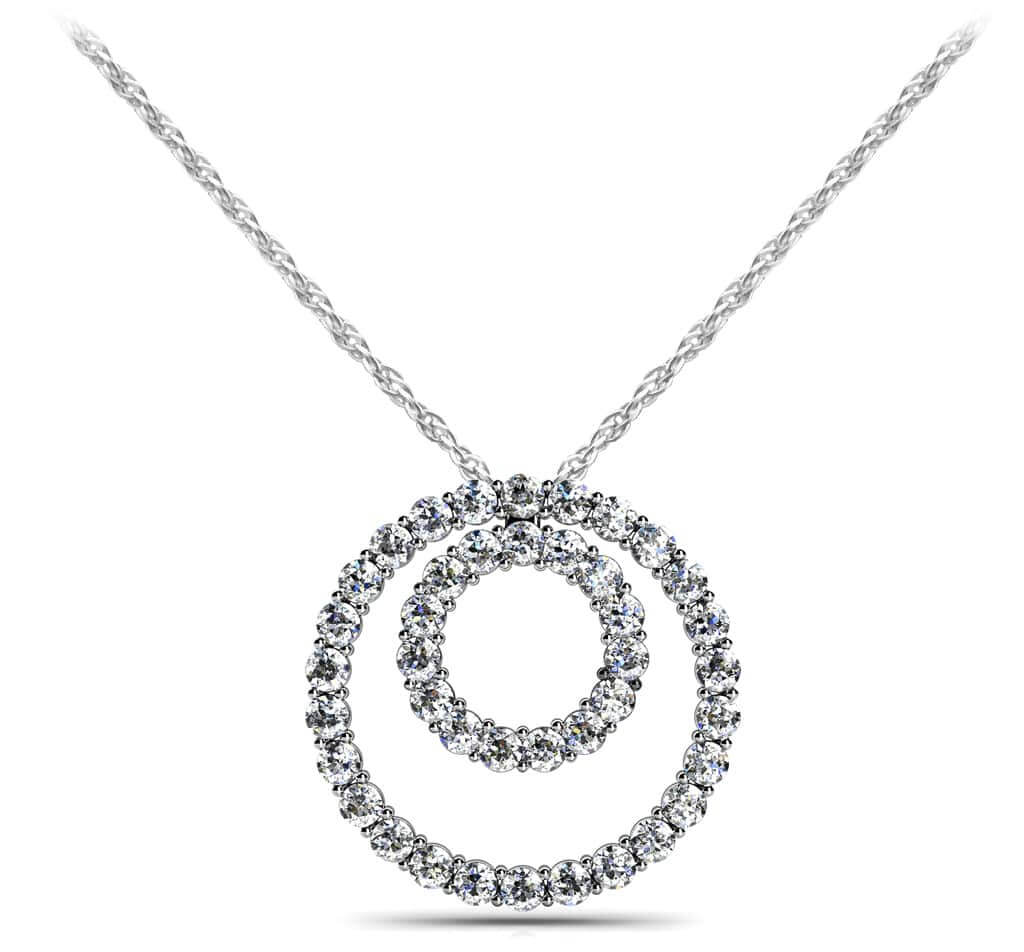 Double Diamond Circle Diamond Pendant with 0.59 ct.(finished) 1.4mm - Luxury Time NYC