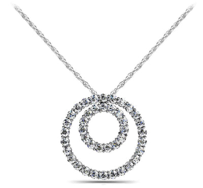 Double Diamond Circle Diamond Pendant with 1.03 ct.(finished) 1.8mm - Luxury Time NYC
