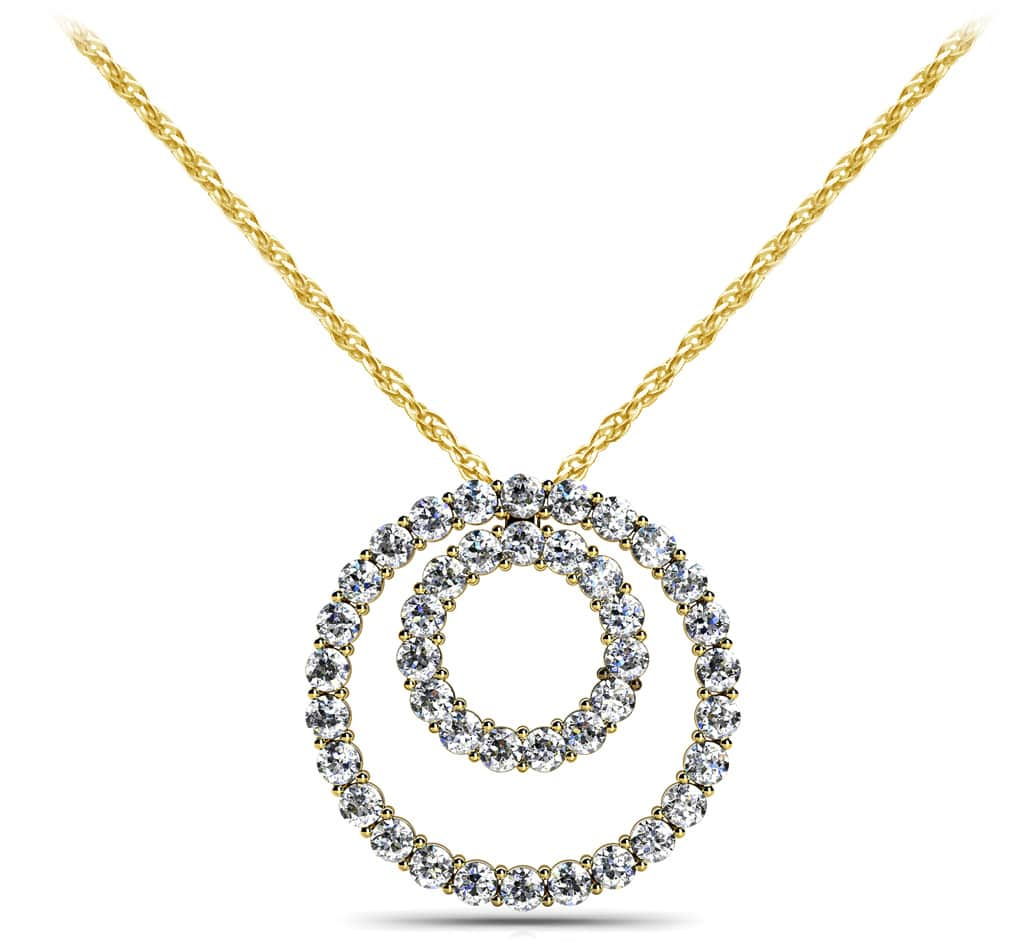 Double Diamond Circle Diamond Pendant with 1.03 ct.(finished) 1.8mm - Luxury Time NYC