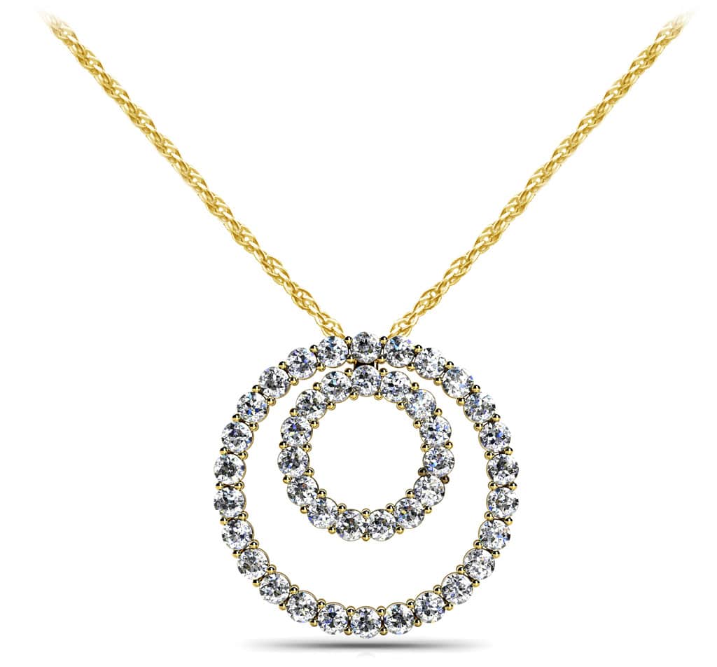 Double Diamond Circle Lab - Grown Diamond Pendant with 1.33 ct.(finished) 2.1mm - Luxury Time NYC