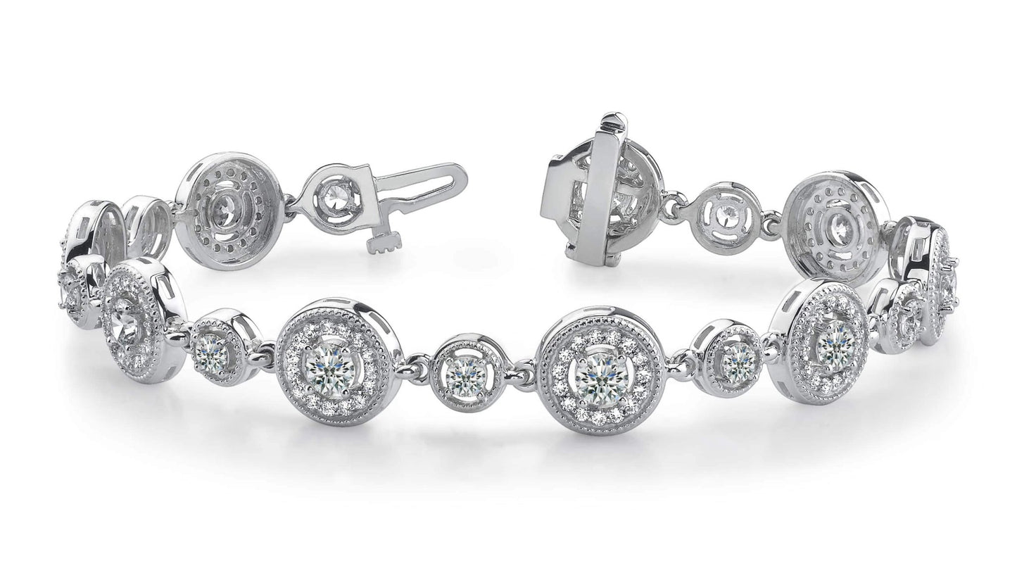 Double Diamond Circle Link Diamond Bracelet with 2.99 ct.(finished) 1.2mm, 2.5mm, 3.5mm - Luxury Time NYC
