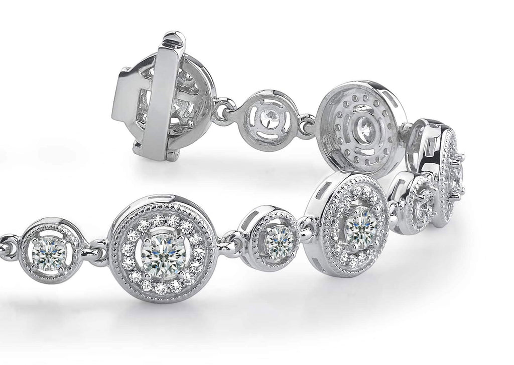 Double Diamond Circle Link Diamond Bracelet with 2.99 ct.(finished) 1.2mm, 2.5mm, 3.5mm - Luxury Time NYC