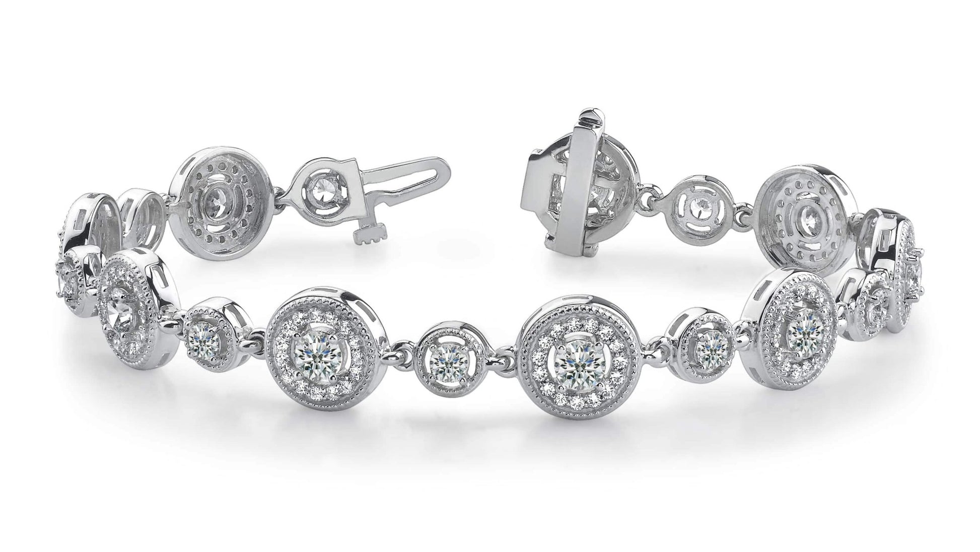 Double Diamond Circle Link Diamond Bracelet with 4.41 ct.(finished) 1.2mm, 3.1mm, 4mm - Luxury Time NYC