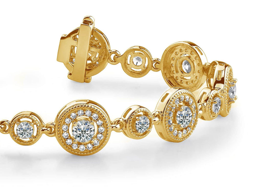 Double Diamond Circle Link Diamond Bracelet with 4.41 ct.(finished) 1.2mm, 3.1mm, 4mm - Luxury Time NYC