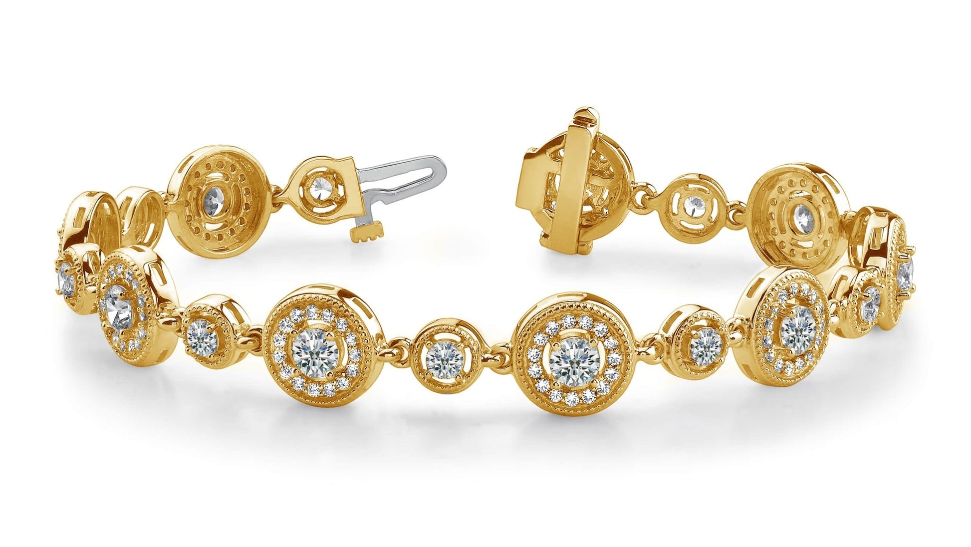 Double Diamond Circle Link Diamond Bracelet with 4.41 ct.(finished) 1.2mm, 3.1mm, 4mm - Luxury Time NYC