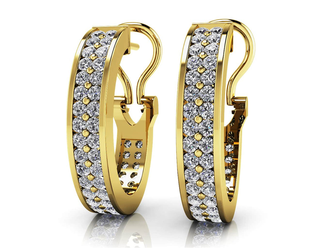 Double Diamond Oval Hoop Earrings In Diamond with 0.70 ct.(finished) 1.1mm - Luxury Time NYC