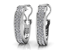 Load image into Gallery viewer, Double Diamond Oval Hoop Earrings In Diamond with 0.70 ct.(finished) 1.1mm - Luxury Time NYC