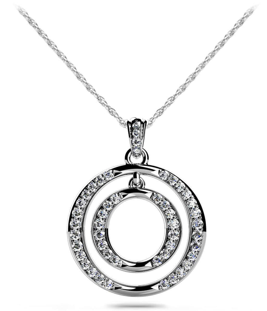 Double Drop Circle Diamond Pendant with 0.41 ct.(finished) 1.1mm, 1.2mm, 1.4mm - Luxury Time NYC