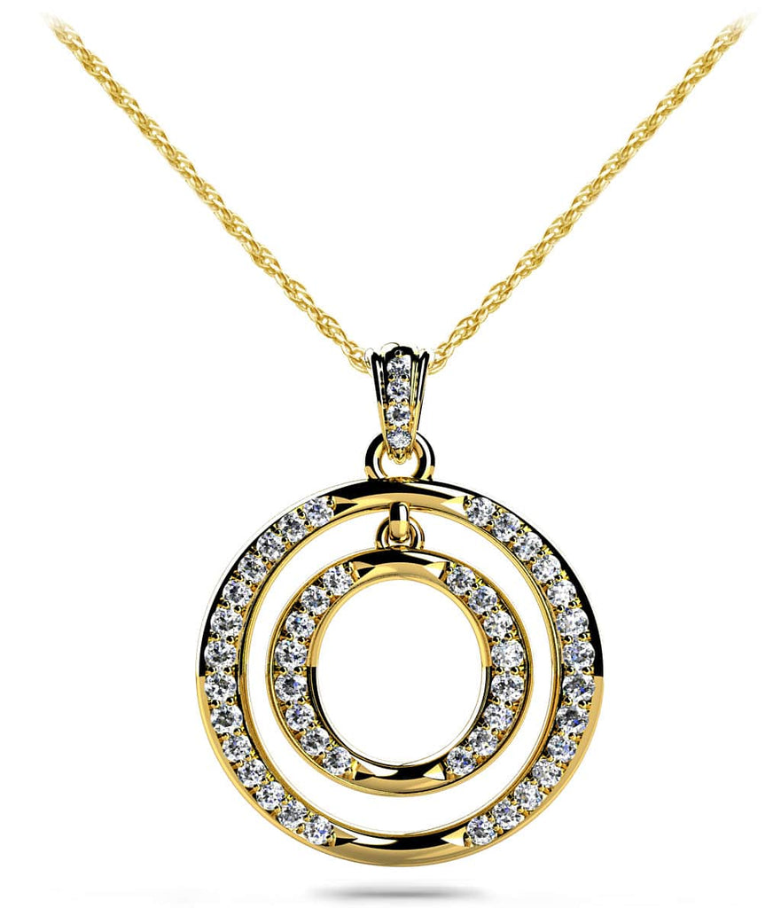 Double Drop Circle Lab - Grown Diamond Pendant with 0.41 ct.(finished) 1.1mm, 1.2mm, 1.4mm - Luxury Time NYC