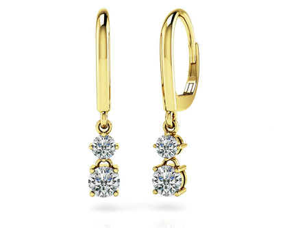 Double Drop Shiny Back Earrings Lab - Grown Diamond with 0.48 ct.(finished) 2.7mm, 3.5mm - Luxury Time NYC