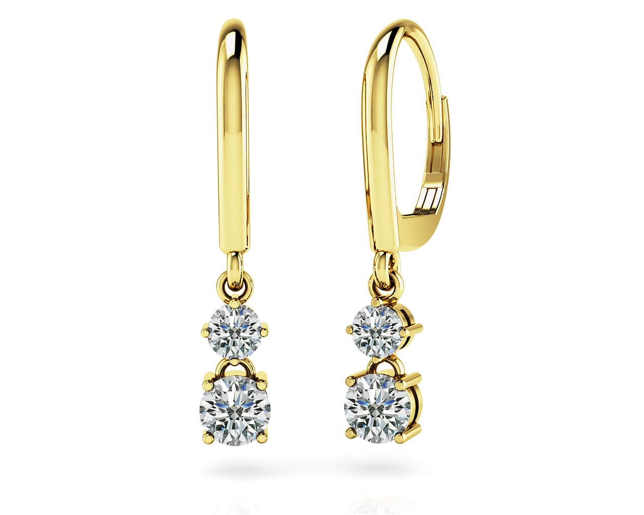 Double Drop Shiny Back Earrings Lab - Grown Diamond with 0.72 ct.(finished) 3mm, 4mm - Luxury Time NYC
