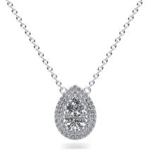 Load image into Gallery viewer, Double Halo Pear Shape Diamond Pendant with 0.51 ct.(finished) 6x4mm, 1mm - Luxury Time NYC