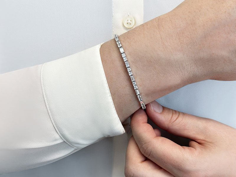 Double Princess and Baguette Lab - Grown Diamond Bracelet with 5.25 ct.(finished) 4x2mm, 2.5mm - Luxury Time NYC