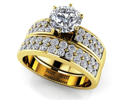 Double Row Channel Bridal Set Diamond with 1.59 ct. (0.75 ct. center diamond) - Luxury Time NYC