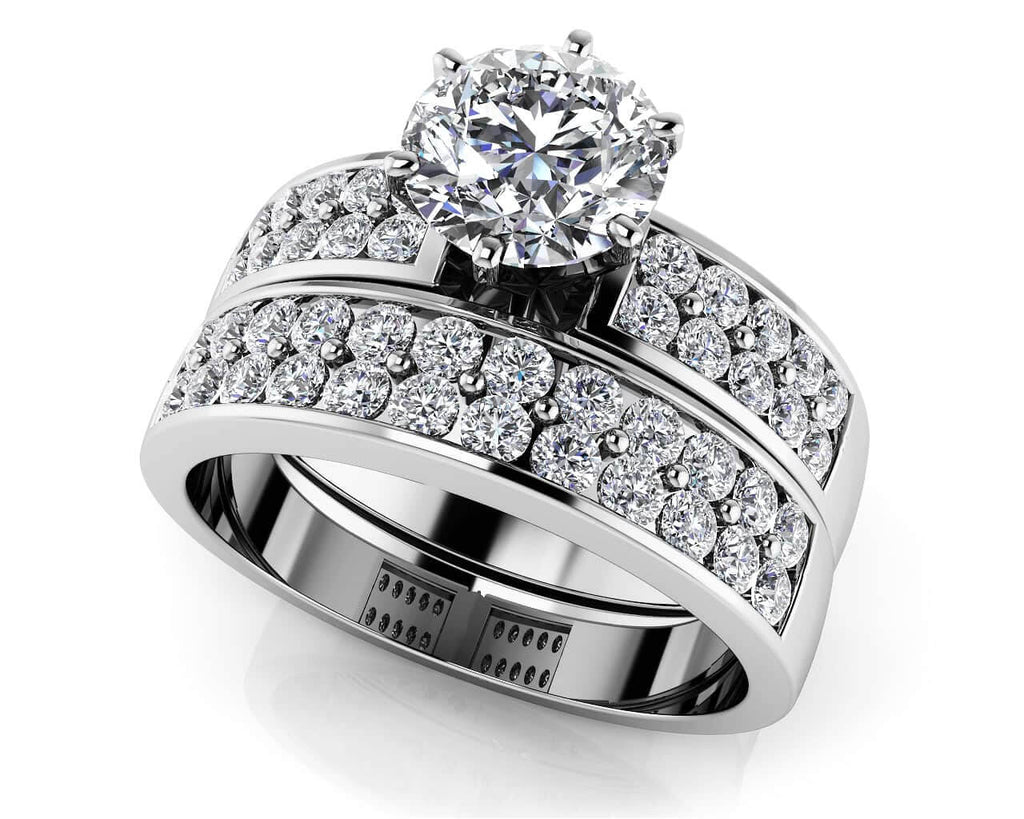 Double Row Channel Bridal Set Diamond with 2.09 ct. (1.25 ct. center diamond) - Luxury Time NYC