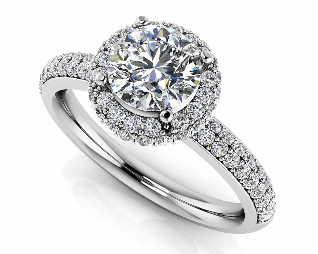 Double Row Diamond Halo Diamond Engagement Ring with 2.16 ct. (1.50 ct. center diamond) - Luxury Time NYC